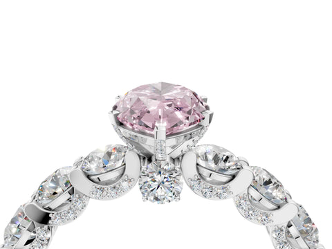 White gold Round Diamond Side Stone Engagement Ring with Six-Prong Setting_4