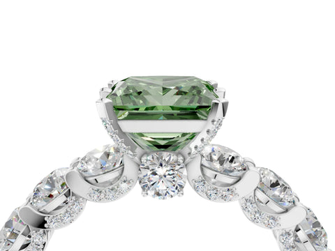 White gold Round Diamond Side Stone Engagement Ring with Six-Prong Setting_4