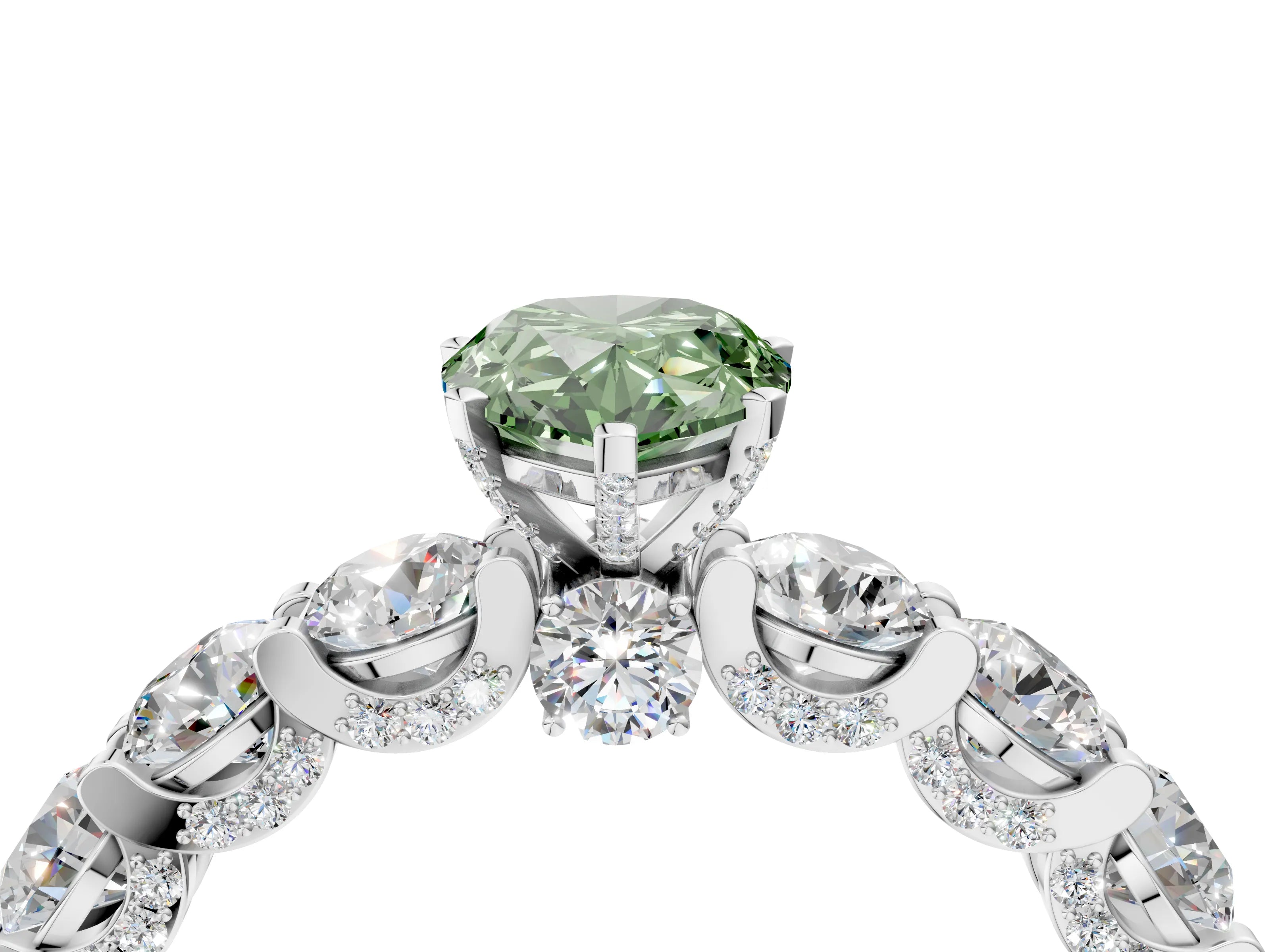 White gold Round Diamond Side Stone Engagement Ring with Six-Prong Setting_4