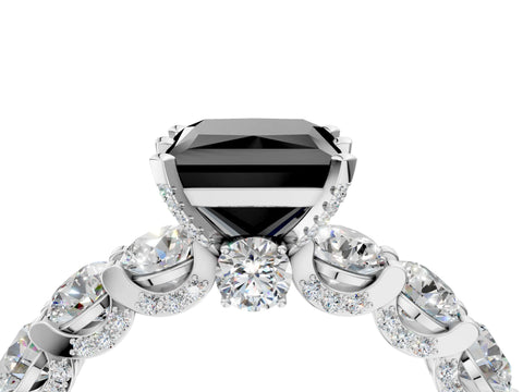 White gold Round Diamond Side Stone Engagement Ring with Six-Prong Setting_4