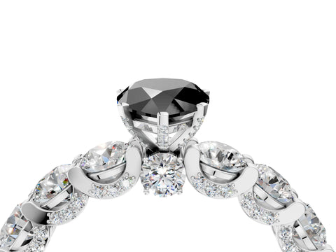 White gold Round Diamond Side Stone Engagement Ring with Six-Prong Setting_4