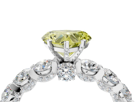 White gold Round Diamond Side Stone Engagement Ring with Six-Prong Setting_4
