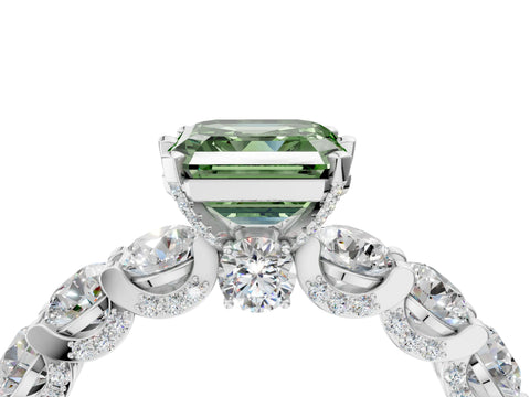 White gold Round Diamond Side Stone Engagement Ring with Six-Prong Setting_4