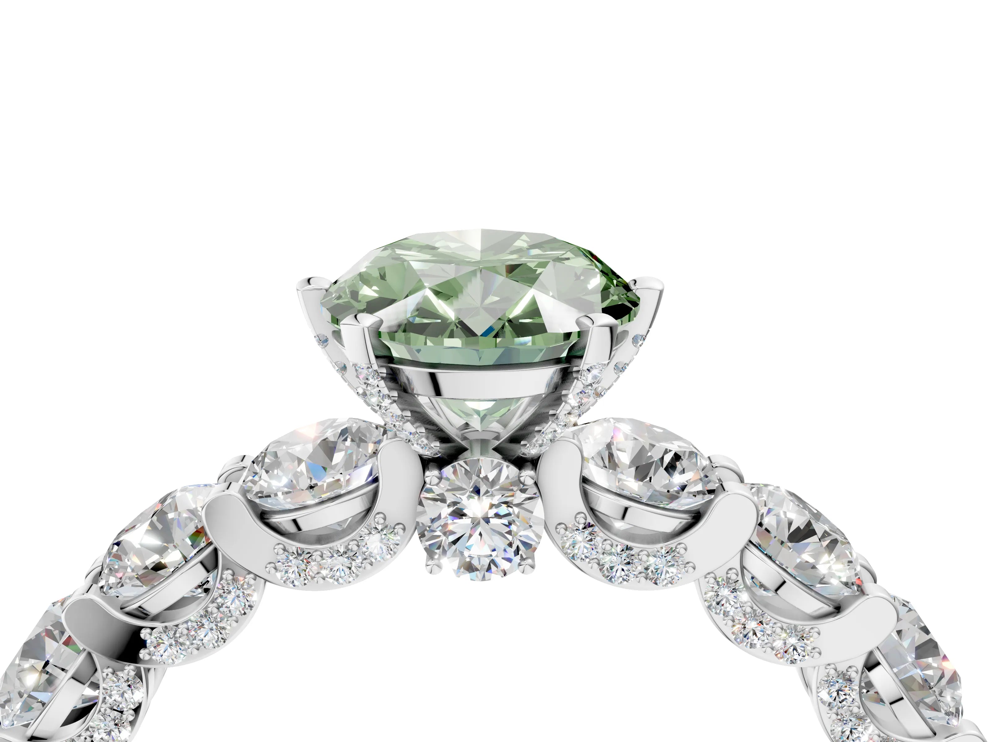 White gold Round Diamond Side Stone Engagement Ring with Six-Prong Setting_4
