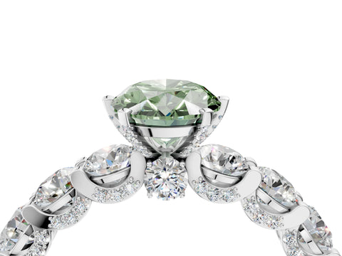 White gold Round Diamond Side Stone Engagement Ring with Six-Prong Setting_4