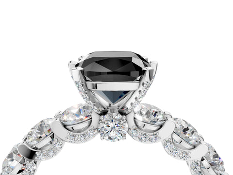 White gold Round Diamond Side Stone Engagement Ring with Six-Prong Setting_4