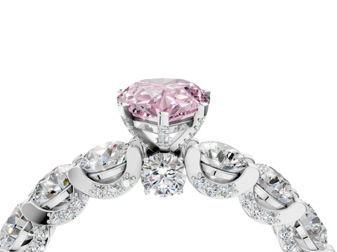 White gold Round Diamond Side Stone Engagement Ring with Six-Prong Setting_4