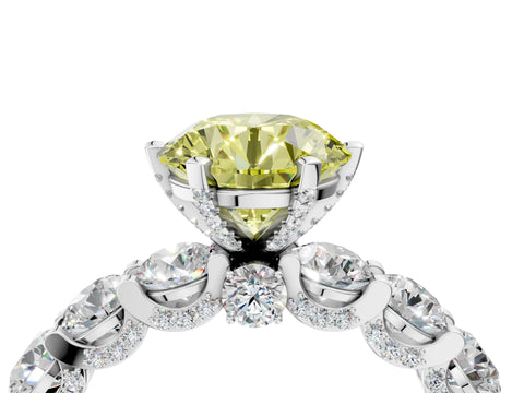 White gold Round Diamond Side Stone Engagement Ring with Six-Prong Setting_4