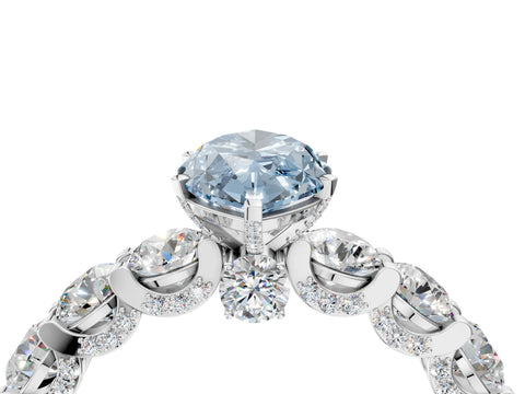 White gold Round Diamond Side Stone Engagement Ring with Six-Prong Setting_4