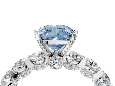 White gold Round Diamond Side Stone Engagement Ring with Six-Prong Setting_4
