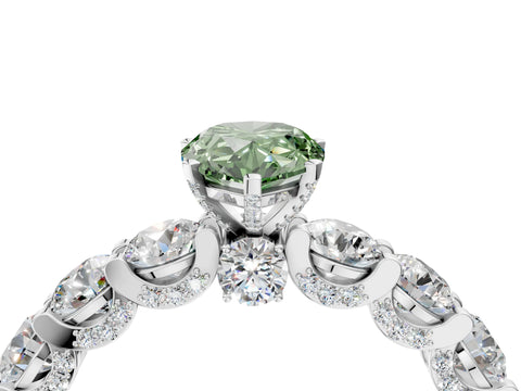 White gold Round Diamond Side Stone Engagement Ring with Six-Prong Setting_4