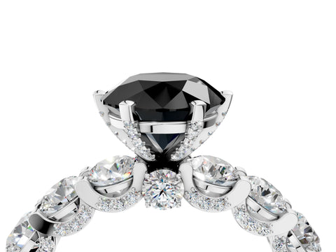 White gold Round Diamond Side Stone Engagement Ring with Six-Prong Setting_4