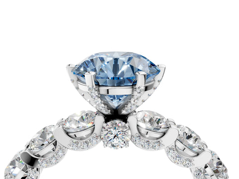 White gold Round Diamond Side Stone Engagement Ring with Six-Prong Setting_4