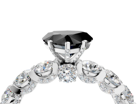 White gold Round Diamond Side Stone Engagement Ring with Six-Prong Setting_4