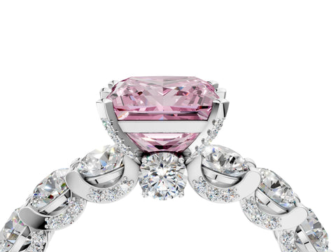 White gold Round Diamond Side Stone Engagement Ring with Six-Prong Setting_4