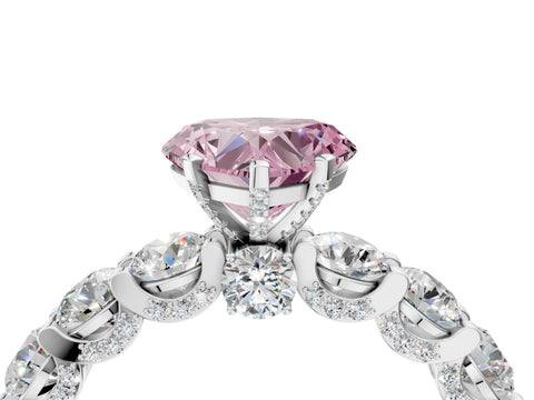 White gold Round Diamond Side Stone Engagement Ring with Six-Prong Setting_4