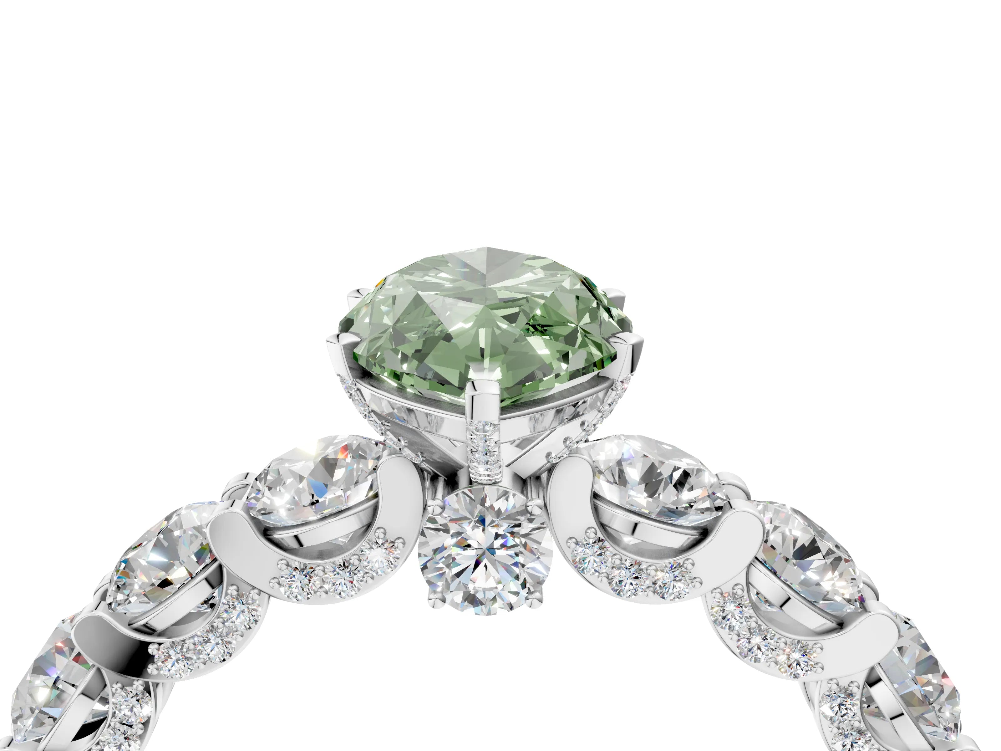 White gold Round Diamond Side Stone Engagement Ring with Six-Prong Setting_4