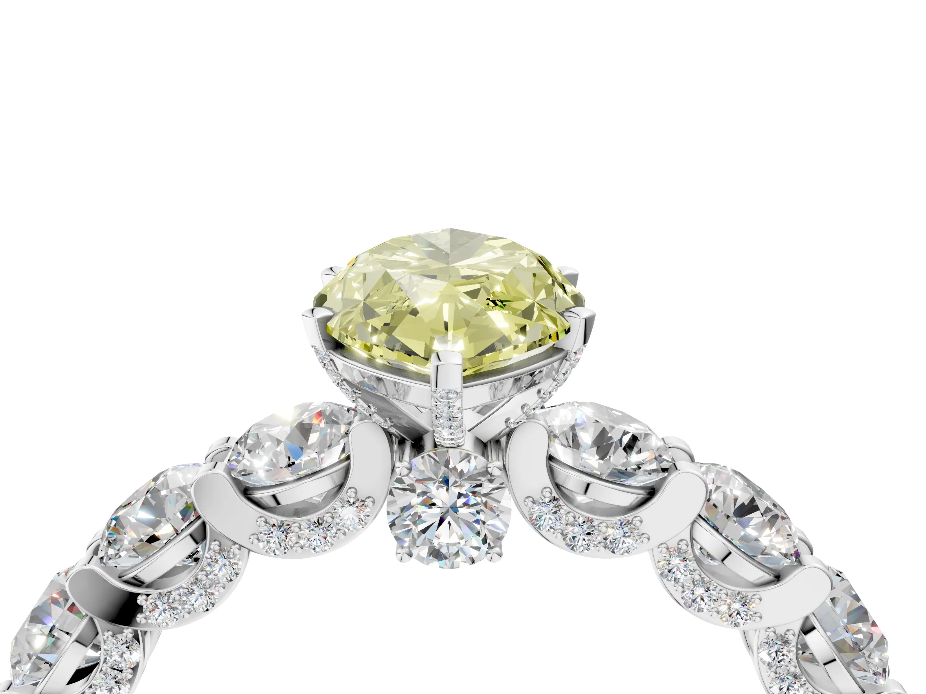 White gold Round Diamond Side Stone Engagement Ring with Six-Prong Setting_4