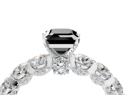 White gold Round Diamond Side Stone Engagement Ring with Six-Prong Setting_4