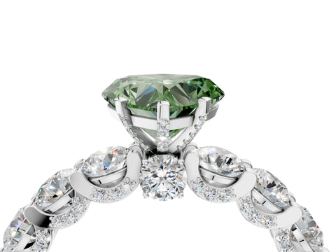 White gold Round Diamond Side Stone Engagement Ring with Six-Prong Setting_4