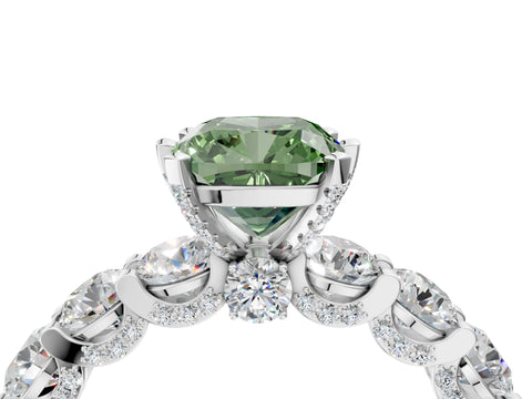 White gold Round Diamond Side Stone Engagement Ring with Six-Prong Setting_4