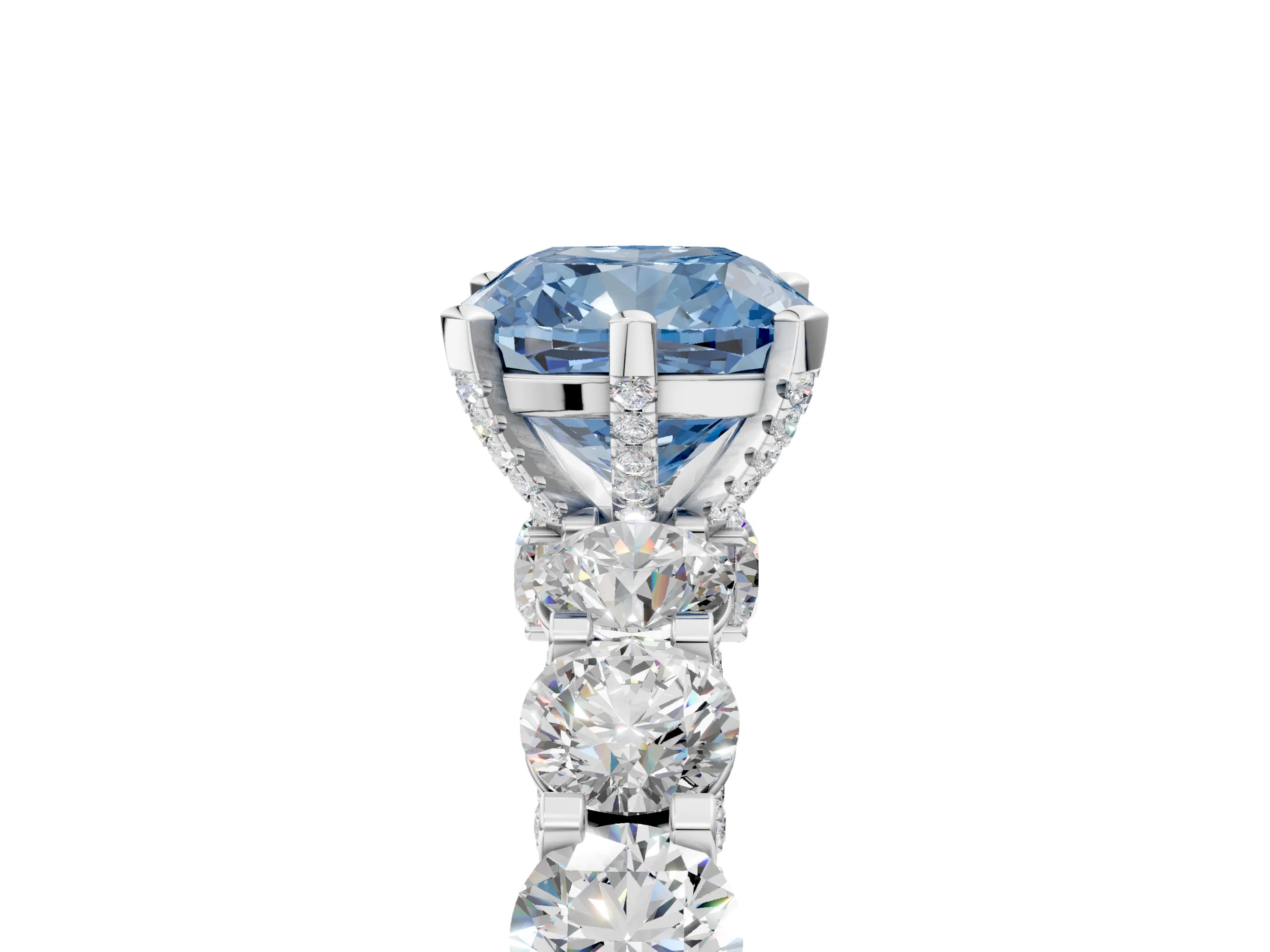 White gold Round Diamond Side Stone Engagement Ring with Six-Prong Setting_5