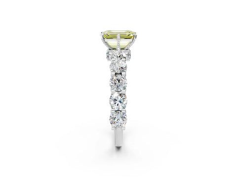 White gold Round Diamond Side Stone Engagement Ring with Six-Prong Setting_50