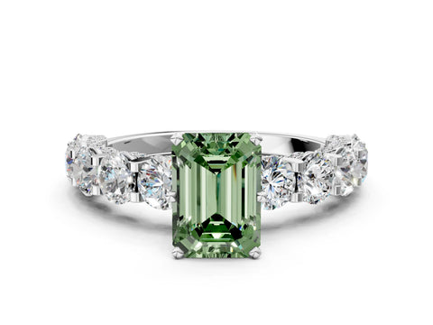 White gold Round Diamond Side Stone Engagement Ring with Six-Prong Setting_58