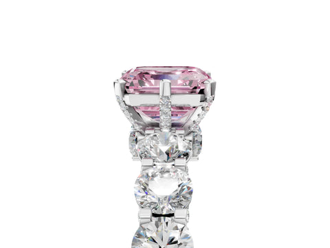 White gold Round Diamond Side Stone Engagement Ring with Six-Prong Setting_5