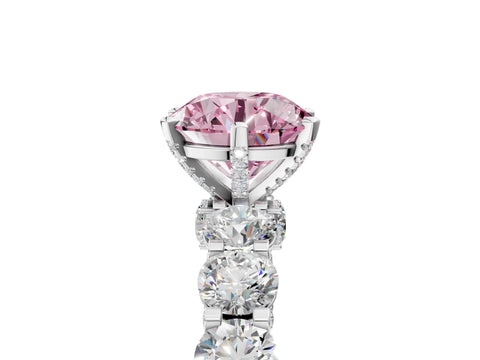White gold Round Diamond Side Stone Engagement Ring with Six-Prong Setting_5