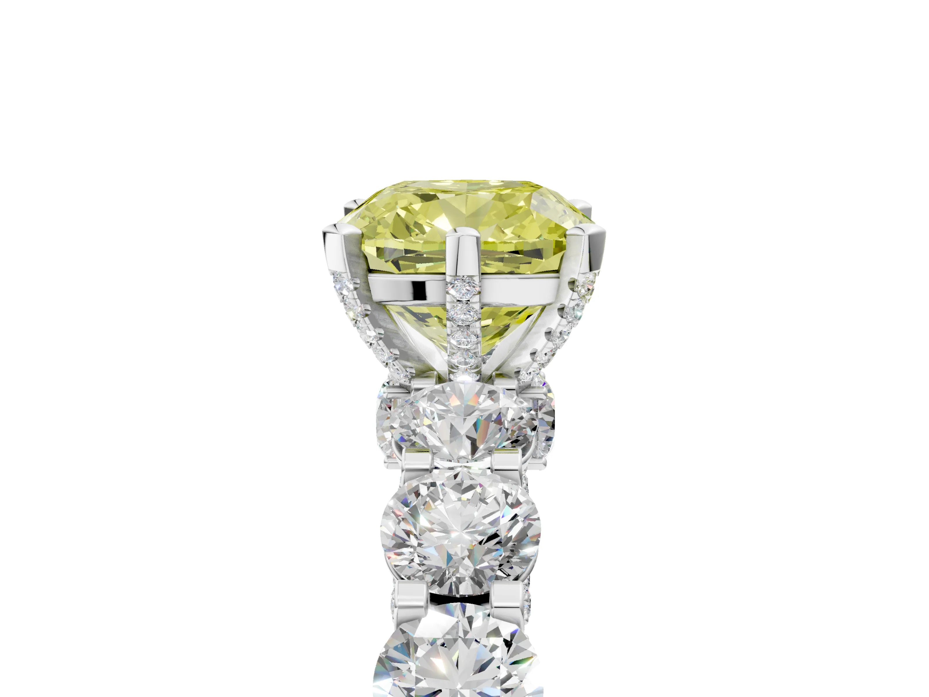 White gold Round Diamond Side Stone Engagement Ring with Six-Prong Setting_5
