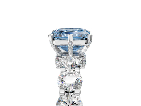 White gold Round Diamond Side Stone Engagement Ring with Six-Prong Setting_5