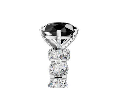 White gold Round Diamond Side Stone Engagement Ring with Six-Prong Setting_5