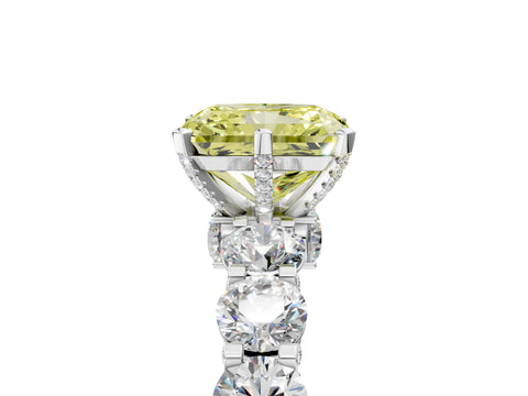 White gold Round Diamond Side Stone Engagement Ring with Six-Prong Setting_5