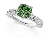 White gold Round Diamond Side Stone Engagement Ring with Six-Prong Setting_5