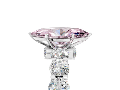 White gold Round Diamond Side Stone Engagement Ring with Six-Prong Setting_5