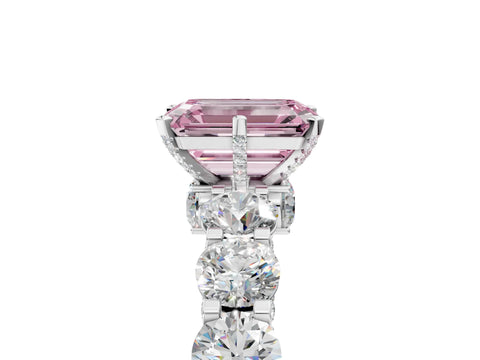White gold Round Diamond Side Stone Engagement Ring with Six-Prong Setting_5