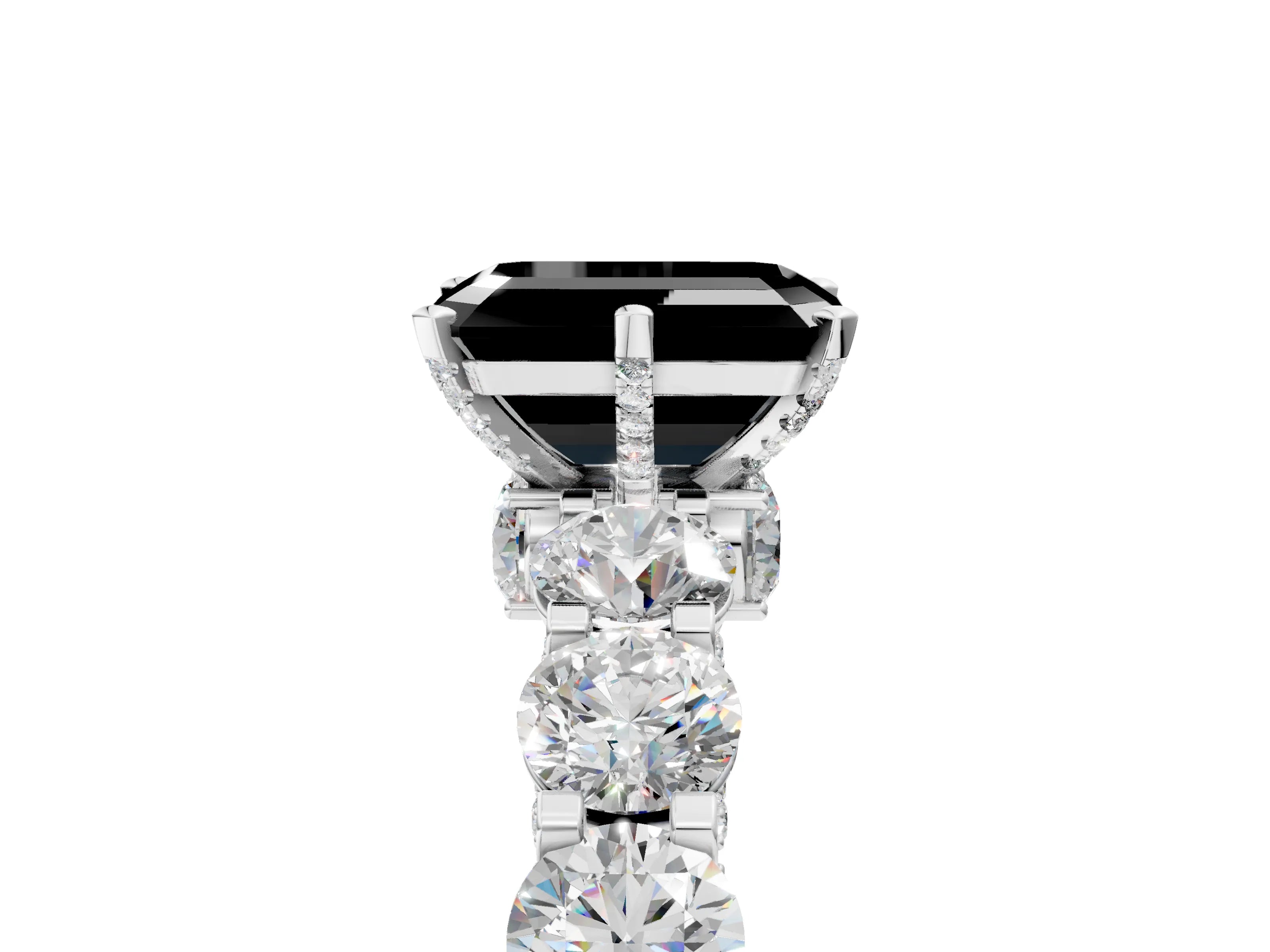 White gold Round Diamond Side Stone Engagement Ring with Six-Prong Setting_5