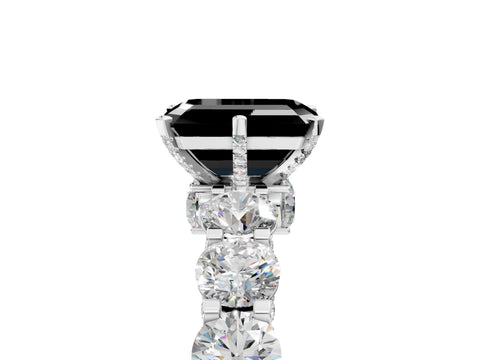 White gold Round Diamond Side Stone Engagement Ring with Six-Prong Setting_5