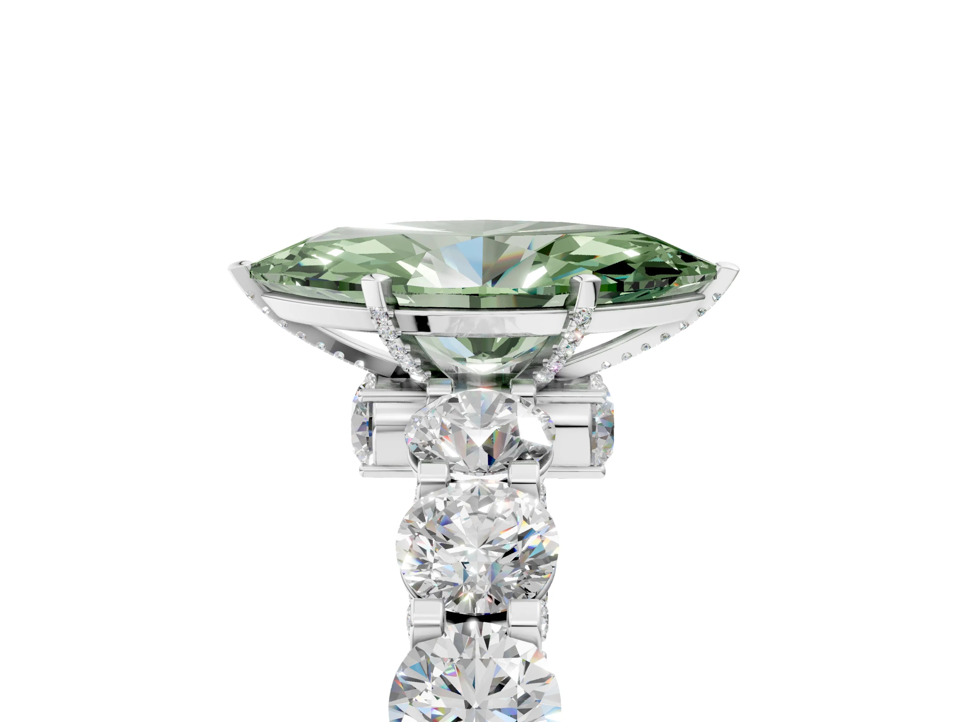 White gold Round Diamond Side Stone Engagement Ring with Six-Prong Setting_5