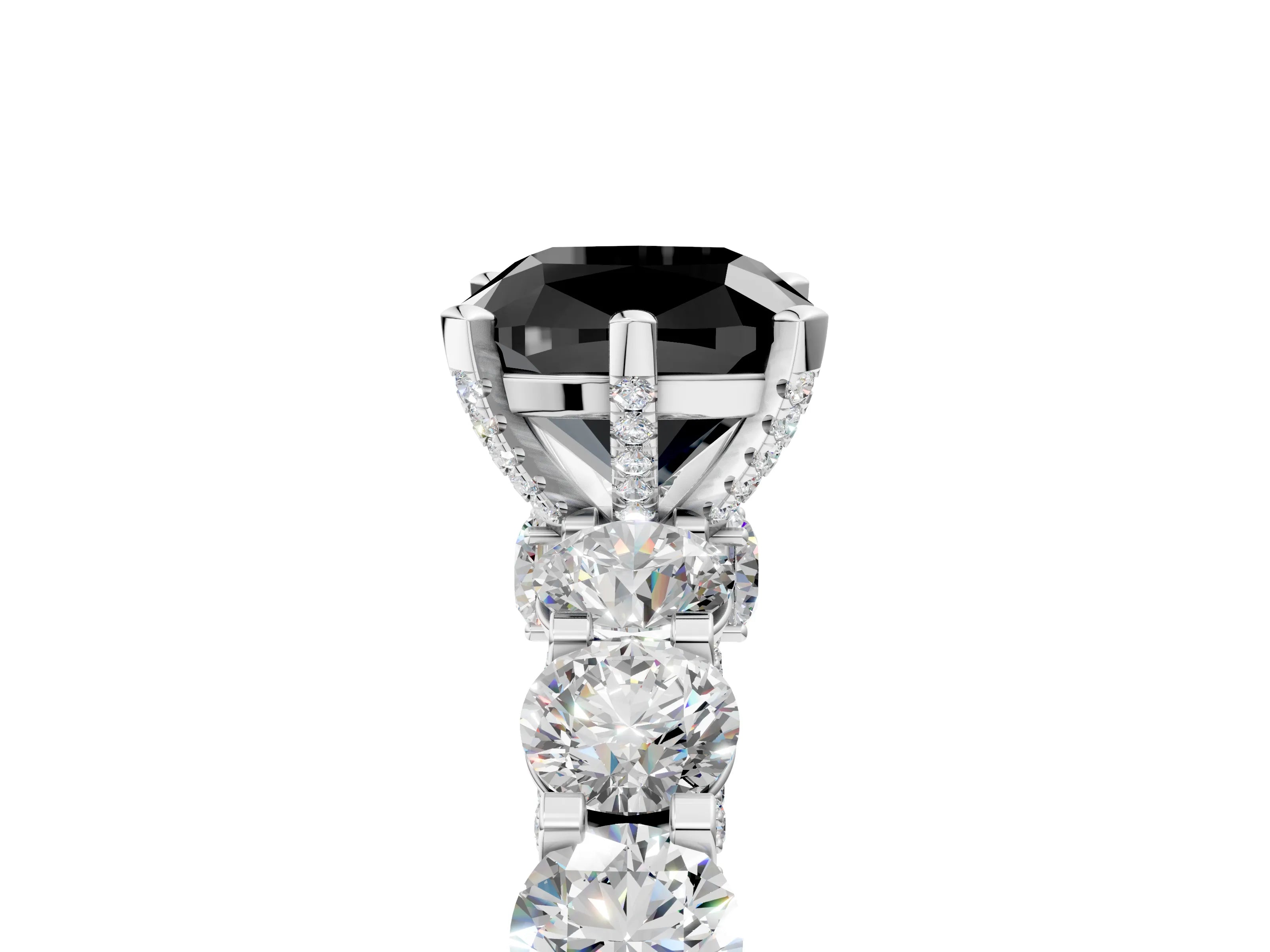 White gold Round Diamond Side Stone Engagement Ring with Six-Prong Setting_5