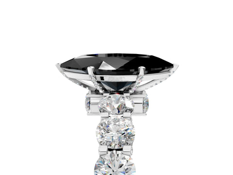 White gold Round Diamond Side Stone Engagement Ring with Six-Prong Setting_5