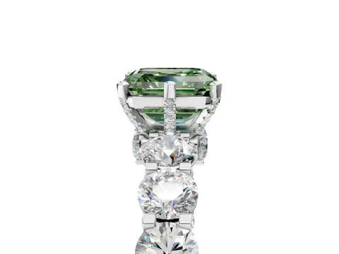 White gold Round Diamond Side Stone Engagement Ring with Six-Prong Setting_5