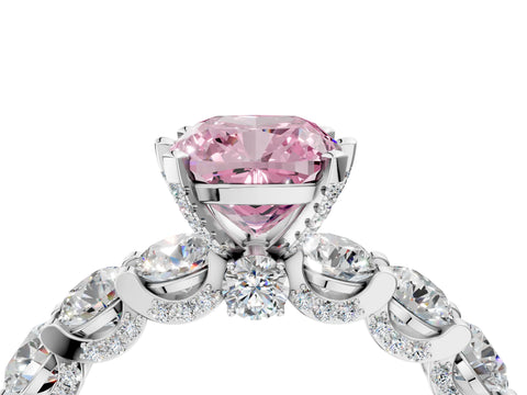 White gold Round Diamond Side Stone Engagement Ring with Six-Prong Setting_5