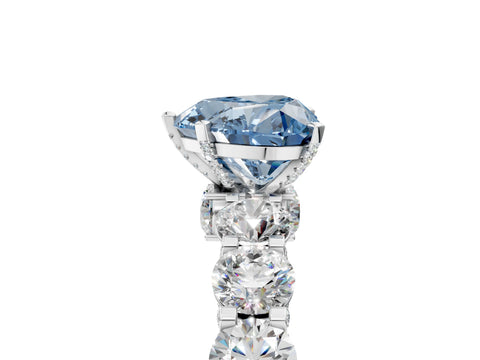 White gold Round Diamond Side Stone Engagement Ring with Six-Prong Setting_5