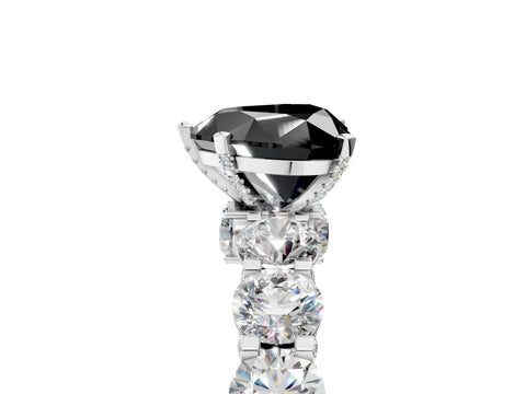 White gold Round Diamond Side Stone Engagement Ring with Six-Prong Setting_5