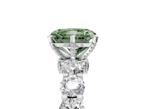 White gold Round Diamond Side Stone Engagement Ring with Six-Prong Setting_5