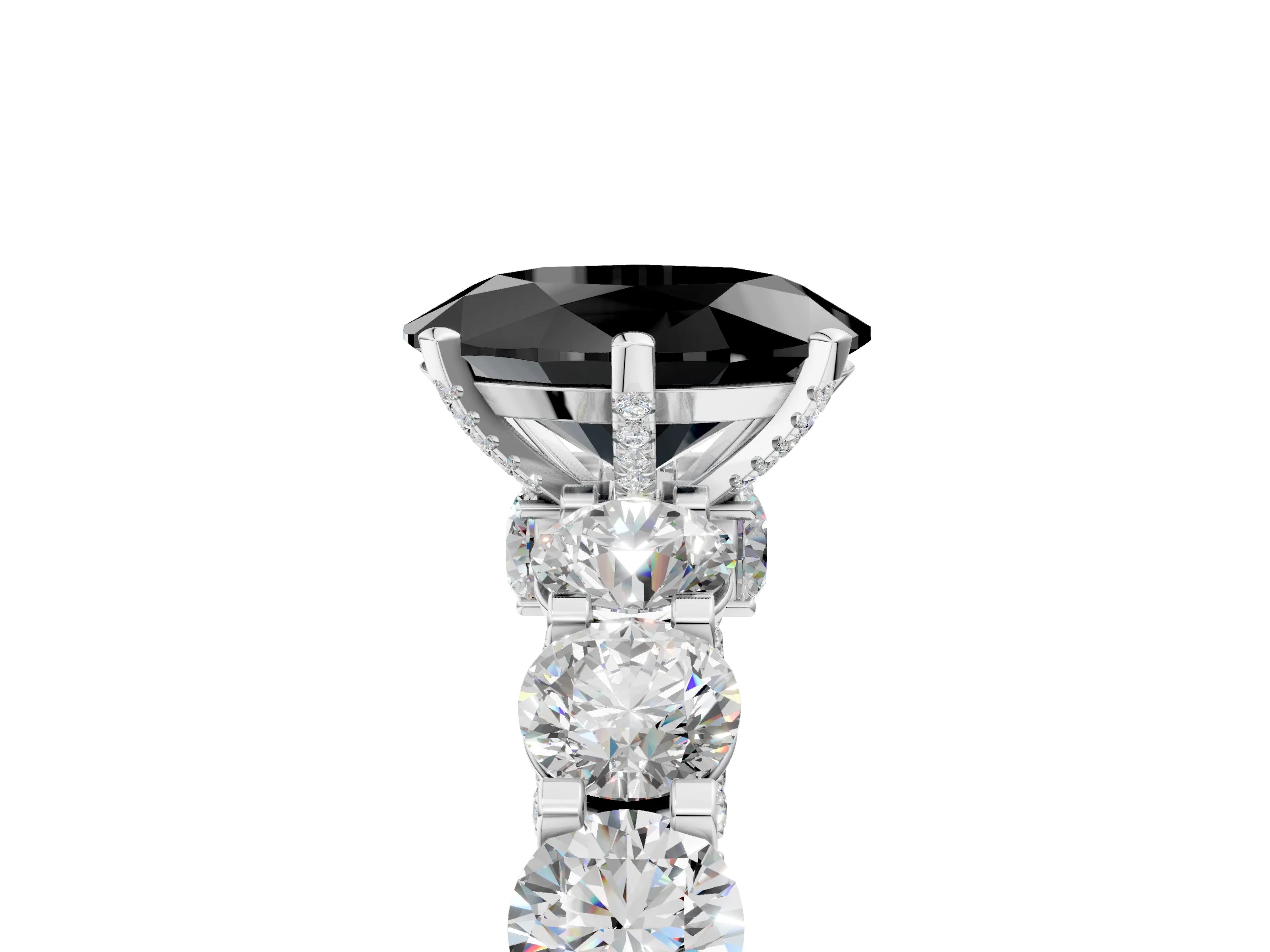 White gold Round Diamond Side Stone Engagement Ring with Six-Prong Setting_5