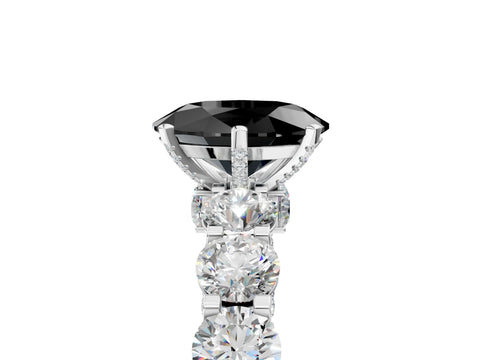 White gold Round Diamond Side Stone Engagement Ring with Six-Prong Setting_5