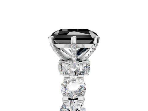 White gold Round Diamond Side Stone Engagement Ring with Six-Prong Setting_5